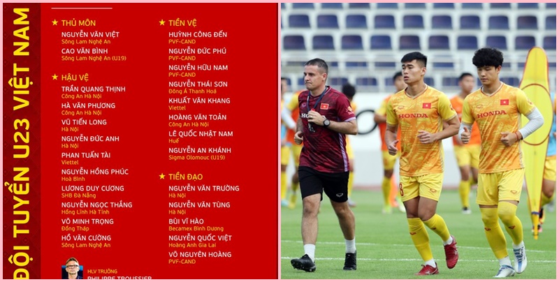 Danh sách đội U23 Việt Nam được HLV Troussier triệu tập Danh sách đội U23 Việt Nam được HLV Troussier triệu tập